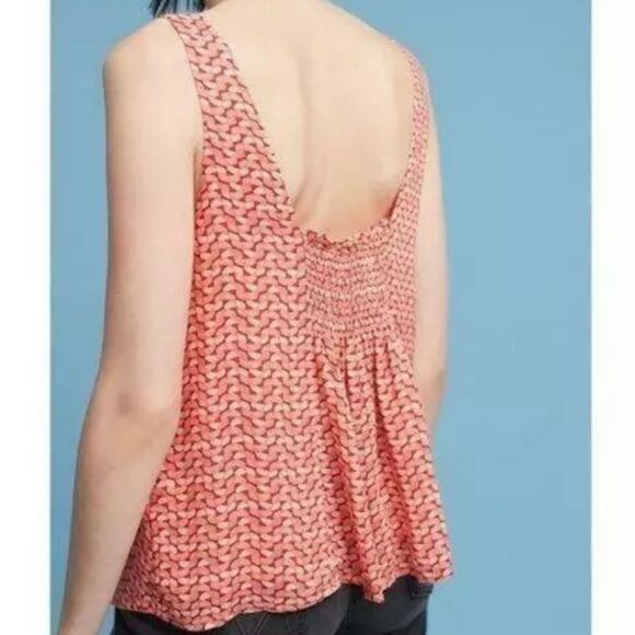 Anthropologie Maeve Bust Tie Coral Print Tank Top - Picture 2 of 13
